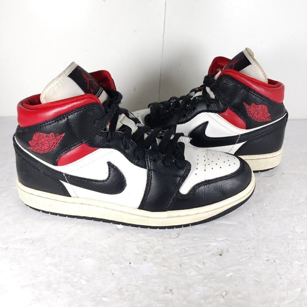 Nike Women’s Jordan 1 US9,5 Black Sail Gym Red Mid Top Sneakers Shoes BQ6472-061 - Picture 8 of 16